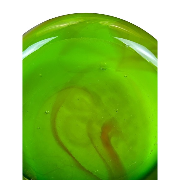 Retro Handblown Glass Vase-Stunning Green White Orange Design 15.5" tall - Picture 9 of 9